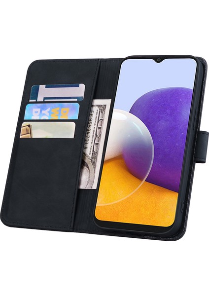 Samsung Galaxy A24 4G/A25 5g Buzağı Doku Deri Çiçek Dışında Dönüş Black Telefon Kılıfı (Yurt Dışından)