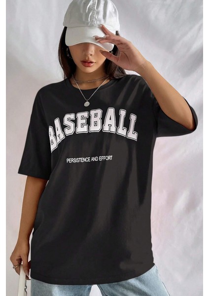 Only Trendwear  Unisex Baseball Baskılı Oversize Tshirt