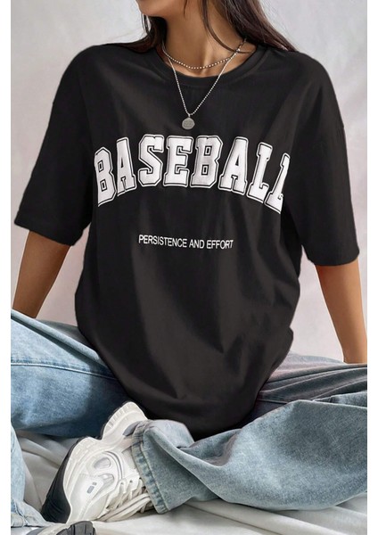 Only Trendwear  Unisex Baseball Baskılı Oversize Tshirt