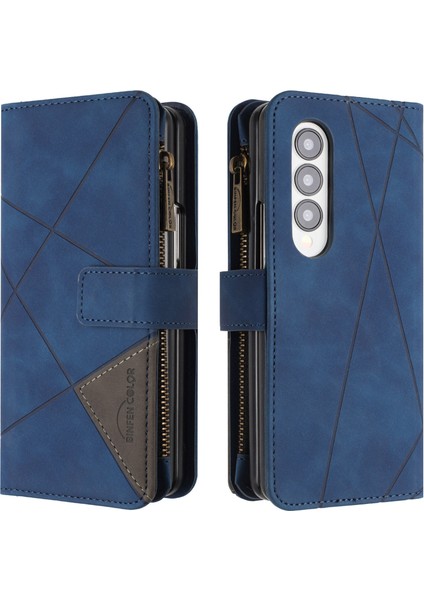 Samsung Galaxy Z Fold4 5g Baskılı Hat Zipper Cep Pu Deri Telefon Kılıfı (Yurt Dışından)
