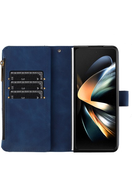 Samsung Galaxy Z Fold4 5g Baskılı Hat Zipper Cep Pu Deri Telefon Kılıfı (Yurt Dışından)