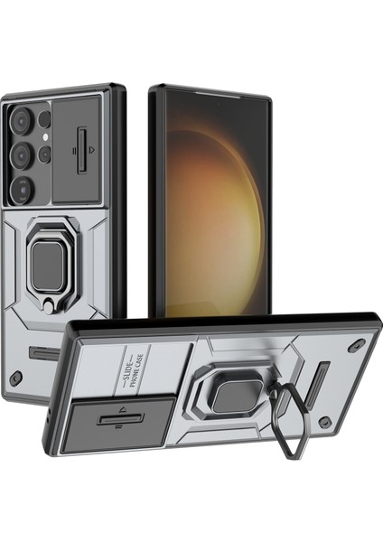 Samsung Galaxy S24 Ultra Pc+Tpu Slide Lens Koruma Grey Telefon Kılıfı (Yurt Dışından)