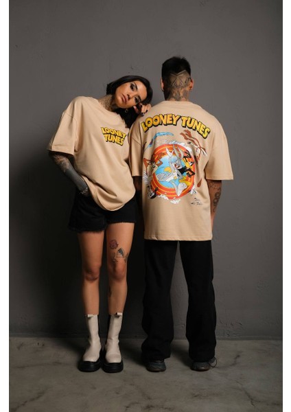 Looney Tunes Baskılı Oversize (Geniş Kesim) Kalıp Unisex Model T-Shirt