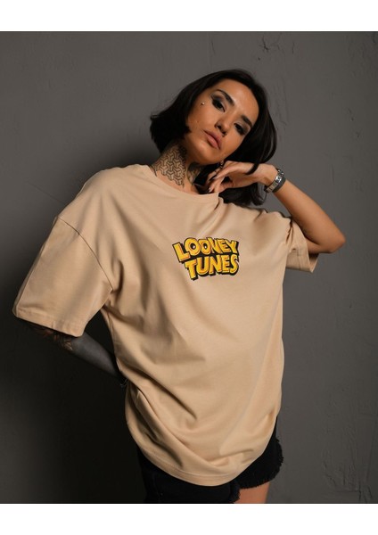 Looney Tunes Baskılı Oversize (Geniş Kesim) Kalıp Unisex Model T-Shirt fırsatları