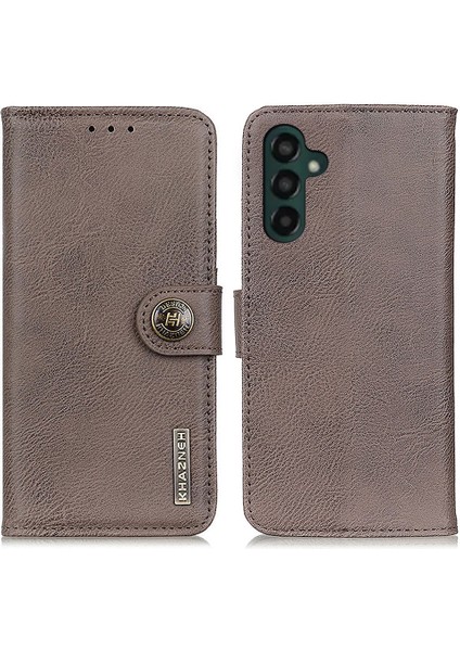 Samsung Galaxy A35 5g Deri lar Khazneh Cowhide Doku Khaki Telefon Kılıfı (Yurt Dışından)