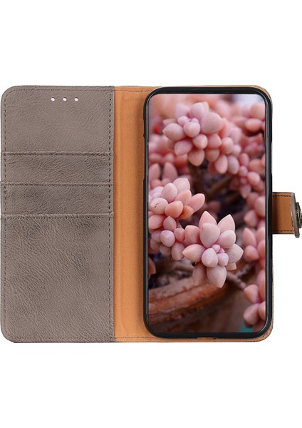 Samsung Galaxy A35 5g Deri lar Khazneh Cowhide Doku Khaki Telefon Kılıfı (Yurt Dışından)