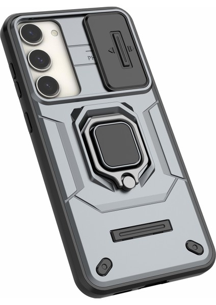 Samsung Galaxy S23 Için+ Slayt Lens Koruma Pc+ Tpu Grey Koruyucu Telefon Kılıfı (Yurt Dışından)