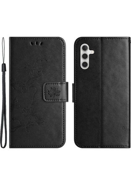 Samsung Galaxy S24+ Butterfly Çiçek Deri Deri Black Telefon Kılıfı (Yurt Dışından)