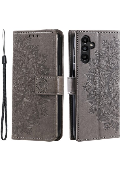 Samsung Galaxy S24+ Mandala Çiçek Grey Telefon Kılıfı (Yurt Dışından)