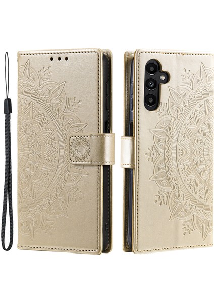Samsung Galaxy S24+ Mandala Çiçek Gold Telefon Kılıfı (Yurt Dışından)