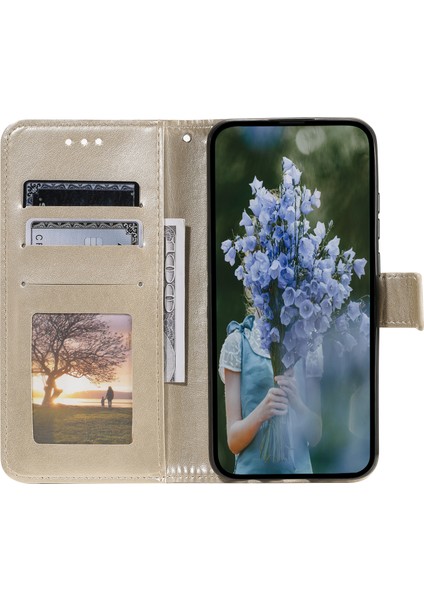Samsung Galaxy S24+ Mandala Çiçek Gold Telefon Kılıfı (Yurt Dışından)