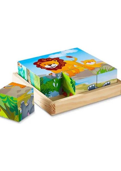 Tek Yapboz 6 Farklı Karakter 9’lu Ahşap Küp Eğitici Puzzle