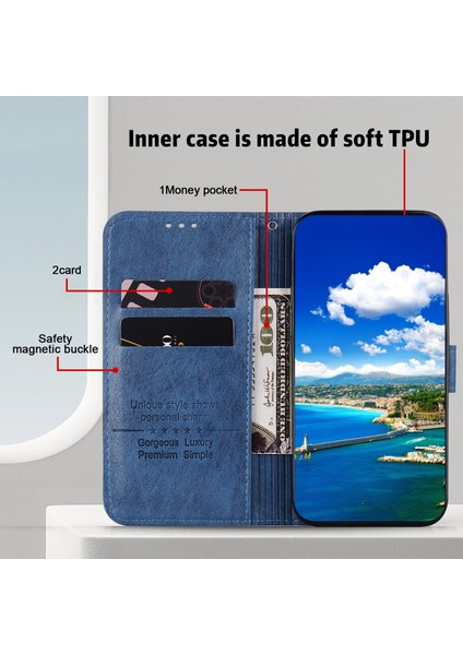 Samsung Galaxy A54 5g Düşme Koruması Düz Renkli Pu Deri sı Cep Karanlık Telefon Kılıfı (Yurt Dışından)