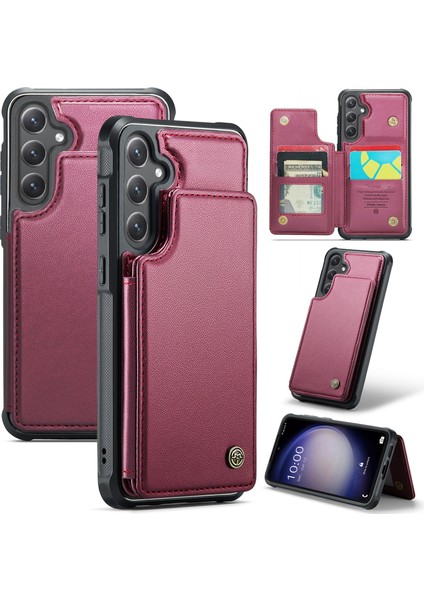 Samsung Galaxy S23 Fe Litchi Doku Rfıd Engelleme Kickstand Cover (Yurt Dışından)