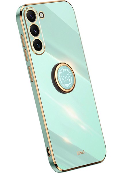 Samsung Galaxy S24 Için+ Cover Golden Edge Tpu Ring Cyan Telefon Kılıfı (Yurt Dışından)