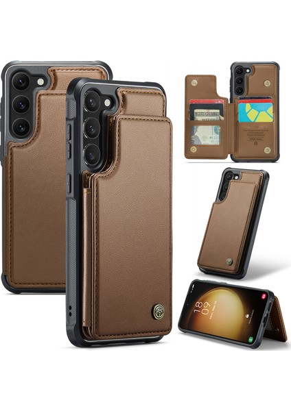 Samsung Galaxy S23 Için+ Litchi Doku Rfıd Koruyucu Br Telefon Kılıfı (Yurt Dışından)