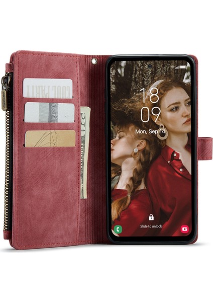 Samsung Galaxy S23 Fe Pu Deri Zipper Cep Telefon Kılıfı (Yurt Dışından)