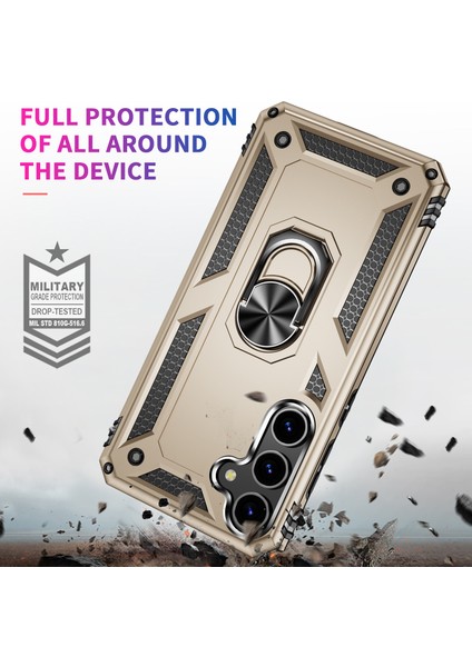 Samsung Galaxy S24+ Tpu+ Pc Ring Gold Telefon Kılıfı (Yurt Dışından)