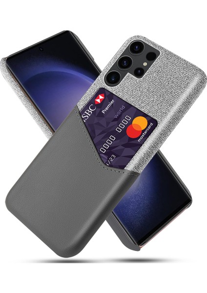 Samsung Galaxy S24 Ultra Kumaş Doku Şok Geçirmez Pu+Pc Grey Telefon Kılıfı (Yurt Dışından)