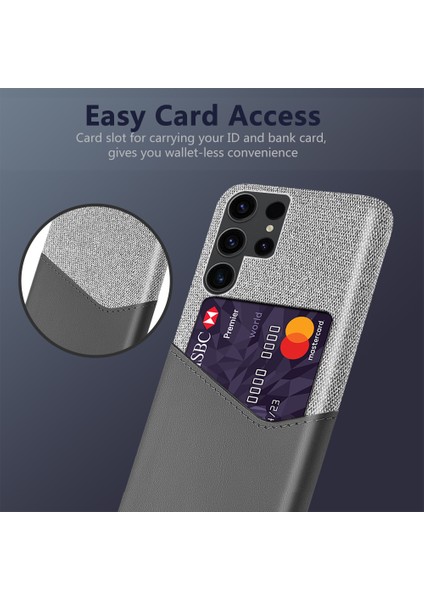 Samsung Galaxy S24 Ultra Kumaş Doku Şok Geçirmez Pu+Pc Grey Telefon Kılıfı (Yurt Dışından) fiyatları