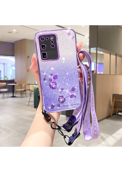 Samsung Galaxy Galaxy S20 Ultra Glitter Tpu le Kadem Telefon Kılıfı (Yurt Dışından)