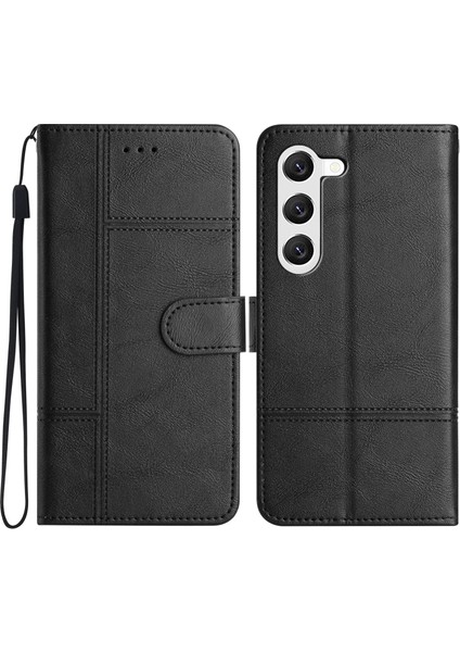 Samsung Galaxy S24+ Deri Hattı Basılmış Flip Stant ı Telefon Kılıfı (Yurt Dışından)