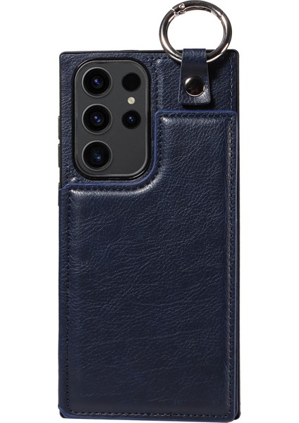 Samsung Galaxy S23 Ultra Pu Deri+Tpu Shell Navy Blue Telefon Kılıfı (Yurt Dışından)