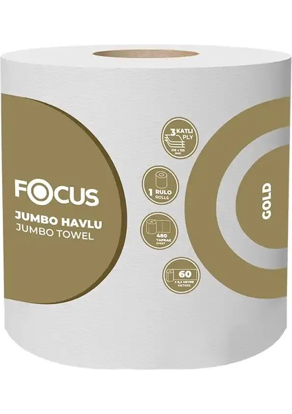 Gold Jumbo Kağıt Havlu 6 Rulo x 60 Metre 3 Katlı