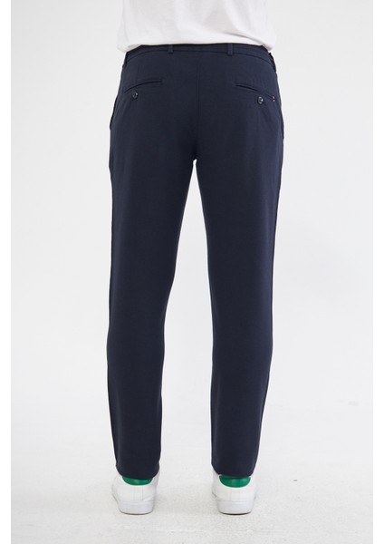 Yazlık Slim Fit Pamuklu Yarım Lastikli Açık Lacivert Erkek Pantolon - Rahatlıkta Şıklık - Daniel Voi