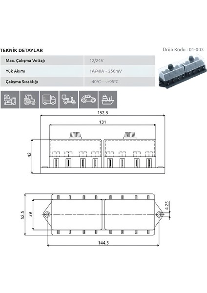 Aksa Kitap Aksa Standart Bıçak Sigorta Yuvası Kutusu Kapaklı 8 Sigortalık