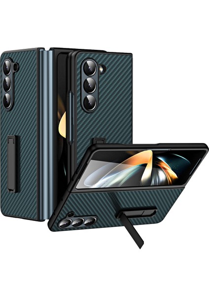 Samsung Galaxy Z Fold5 5g Karbon Fiber Doku sı Temperli Cam Ekranlı Film Sert Pc Telefon Kılıfı (Yurt Dışından)