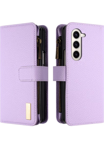 Samsung Galaxy Z Fold5 5g Pu Deri Litchi Doku Fermuarı Cep ı ası Telefon Kılıfı (Yurt Dışından)