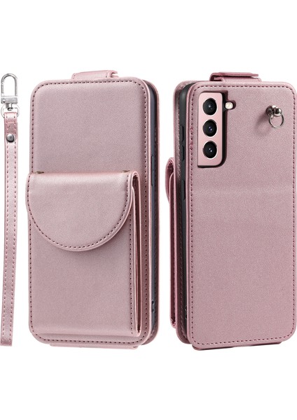 Samsung Galaxy S22+ 5g Dikey Flip Örtüsü Deri+ Tpu Kabuklu Kart Torbası Golü Altın Telefon Kılıfı (Yurt Dışından)