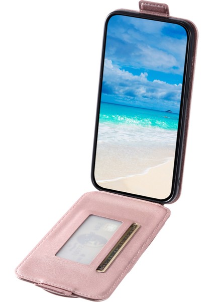 Samsung Galaxy S22+ 5g Dikey Flip Örtüsü Deri+ Tpu Kabuklu Kart Torbası Golü Altın Telefon Kılıfı (Yurt Dışından)