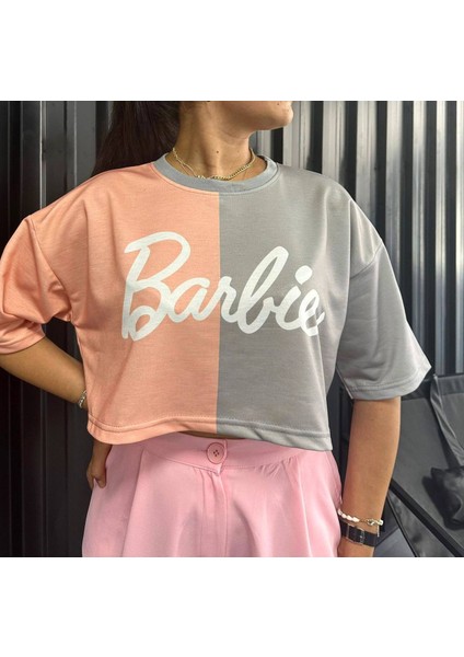 Barbie Baskılı Oversize (Geniş Kesim) Crop T-Shirt modelleri