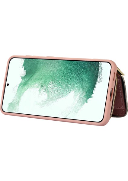 Samsung Galaxy S22 5g Fermuar Tasarım Pu Deri+Tpu Kabuk Telefon Kılıfı (Yurt Dışından)