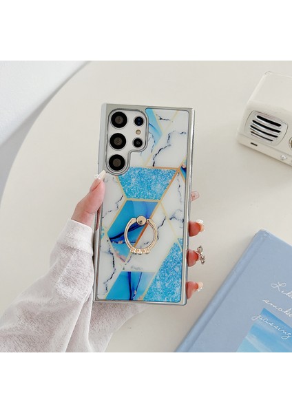 Samsung Galaxy S23 Ultra Mermer Desen Damla Telefon Kılıfı (Yurt Dışından)