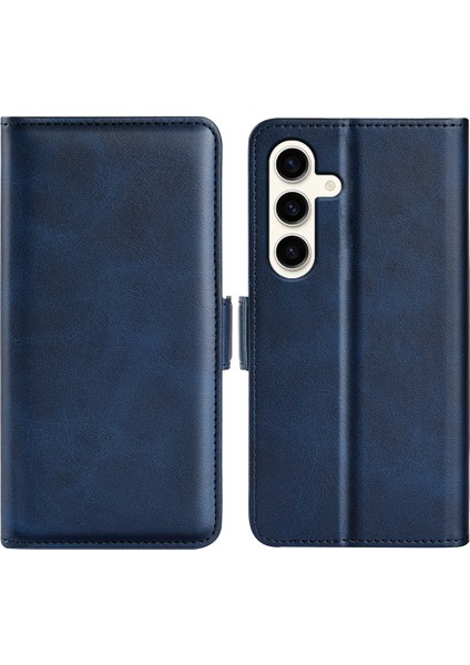 Samsung Galaxy S24 Için+ Çift Manyetik Toka Folio Pu Deri Telefon Kılıfı (Yurt Dışından)