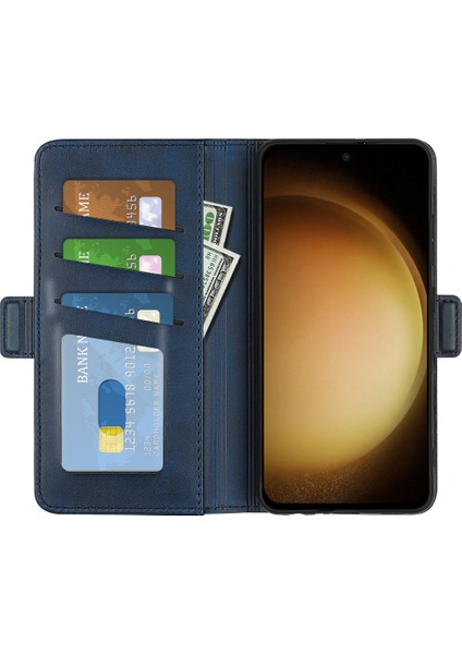Samsung Galaxy S24 Için+ Çift Manyetik Toka Folio Pu Deri Telefon Kılıfı (Yurt Dışından)