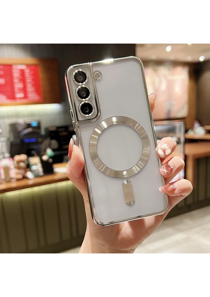 Samsung Galaxy S22 5g Dahili Lens Filmi Tpu Manyetik Silver Telefon Kılıfı (Yurt Dışından)