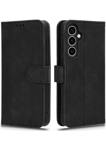 Samsung Galaxy S23 Fe Pu Deri Deri Şok Emici Deri Touch Black Telefon Kılıfı (Yurt Dışından)