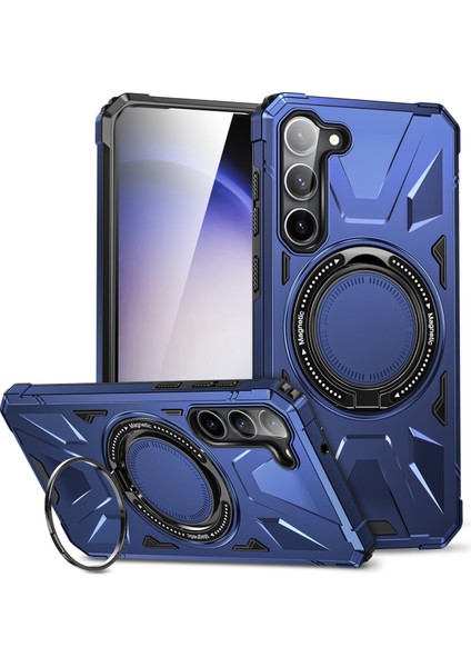 Samsung Galaxy S24 Için+ Durum Manyetik Tpu+ Pc Koruyucusu Navy Blue Telefon Kılıfı (Yurt Dışından)