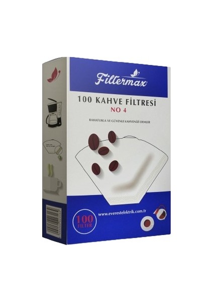 Fıltermax 4 Numara Filtre Kahve Makinesi Kâğıdı -100 Adet