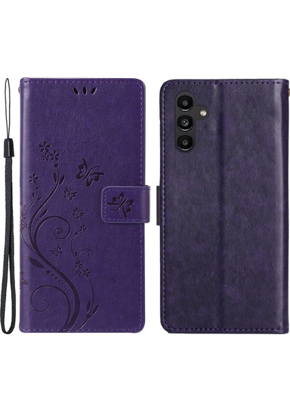 Samsung Galaxy S24 Için+ Butterfly Baskılı Deri Dark Telefon Kılıfı (Yurt Dışından)
