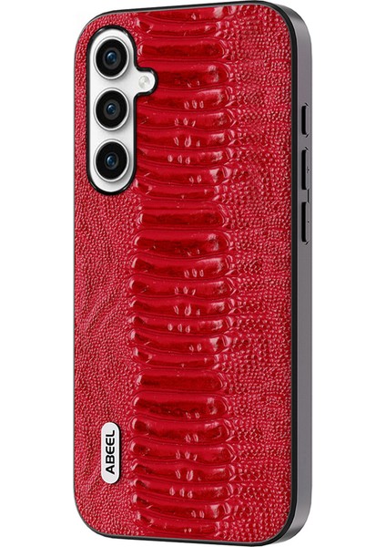 Samsung Galaxy S23 Fe Pc+Tpu+Orijinal Inek Deri Timsah Doku Kedisi Telefon Kılıfı (Yurt Dışından)