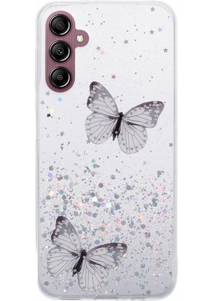 Samsung Galaxy A34 5g Tpu+Pvc Sparkle Epoksi Kelebek Dekor Çizgiye Dönüş Telefon Kılıfı (Yurt Dışından)