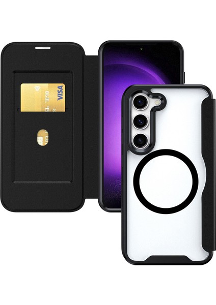 Samsung Galaxy S24 Dalgiye Damalı Tpu+Akrilik+Pu Cover Magsafe Black Uyumlu Telefon Kılıfı (Yurt Dışından)