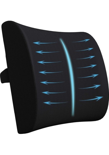 Tekno Trust Pamuk Polyester Siyah Ortopedik Bel Destek Yastığı Bel Yastığı 44 x 29 Hava Geçirgen Visko Elastik