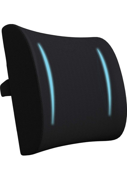 Tekno Trust Pamuk Polyester Siyah Ortopedik Bel Destek Yastığı Bel Yastığı 44 x 29 Hava Geçirgen Visko Elastik