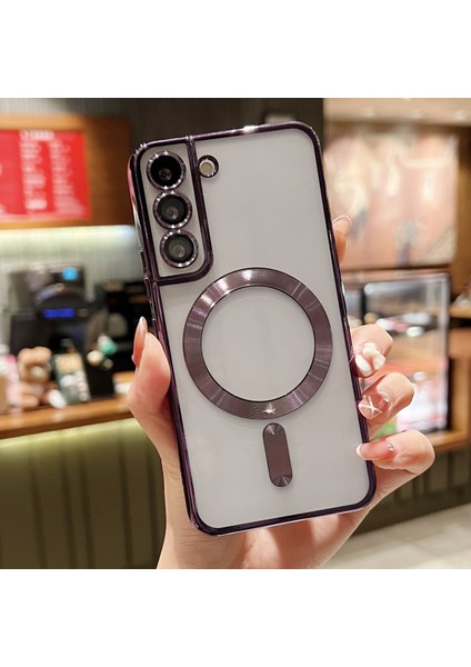 Samsung Galaxy S22 5g Dahili Lens Filmi Tpu Manyetik Dark Telefon Kılıfı (Yurt Dışından)